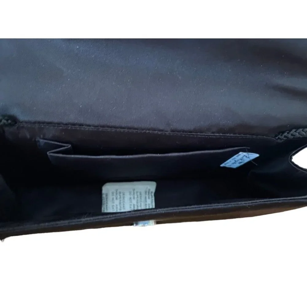 Vintage 1990s La Regale Satin and Velvet Black Evening Bag Clutch‎ Shoulder Bag